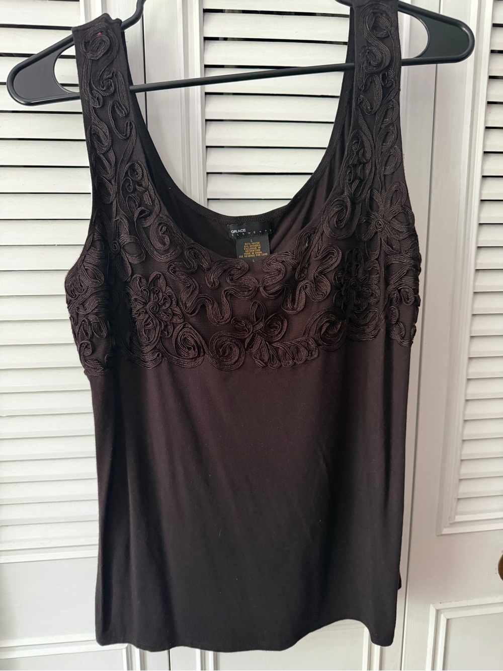 Grace Black Embroidered Scoop Neck Camisole